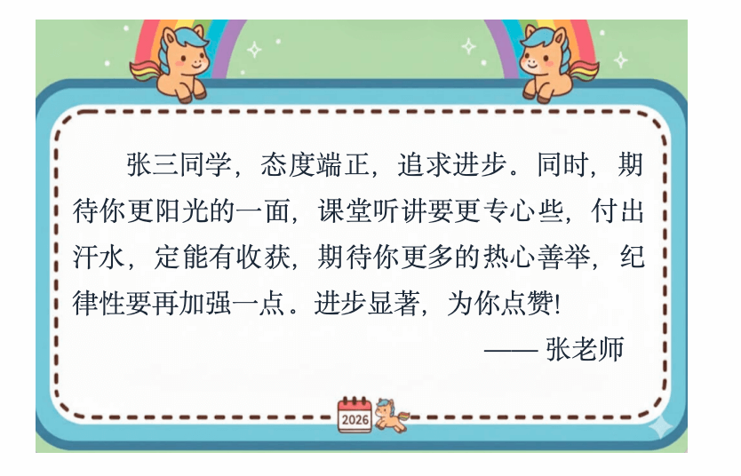 评语效果预览 5